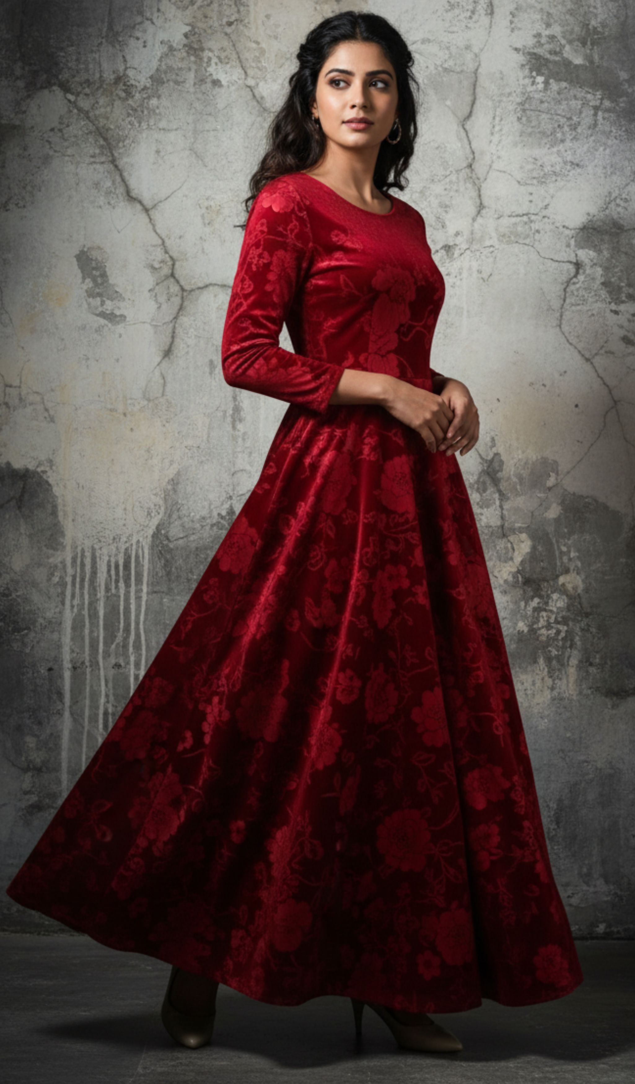 Red Long Dress for Women - Aesthetic Stylish Latest Design