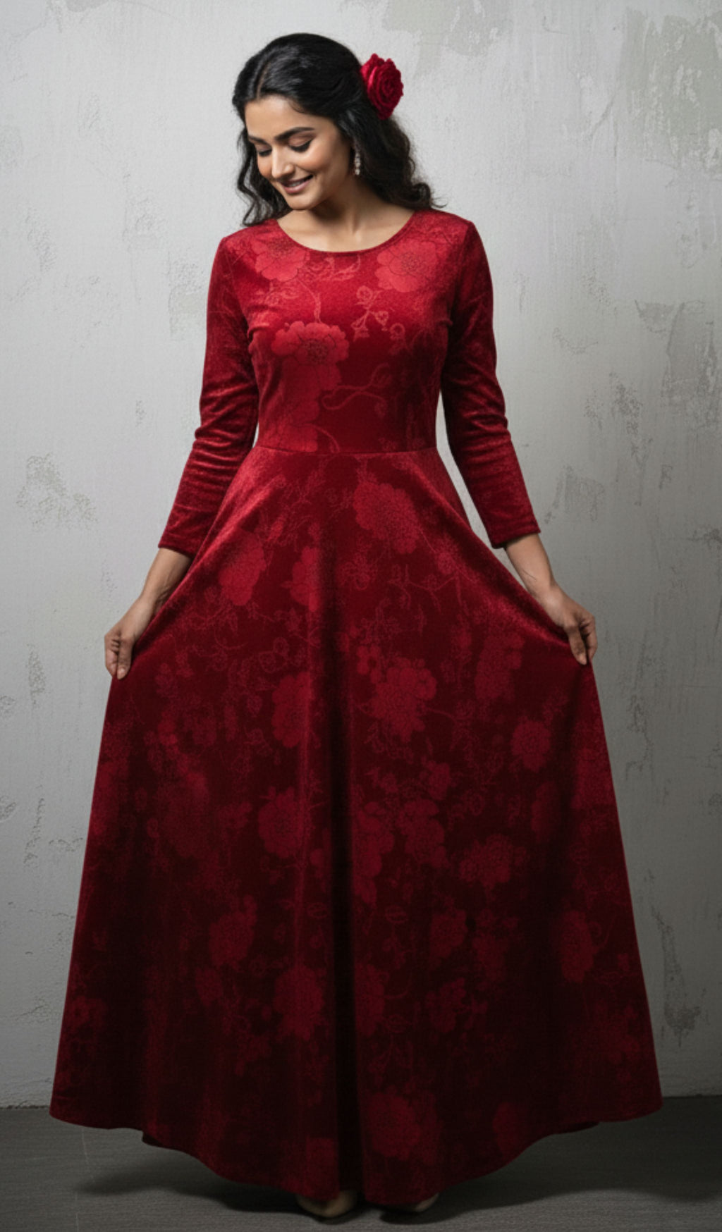 Red Long Dress for Women - Aesthetic Stylish Latest Design