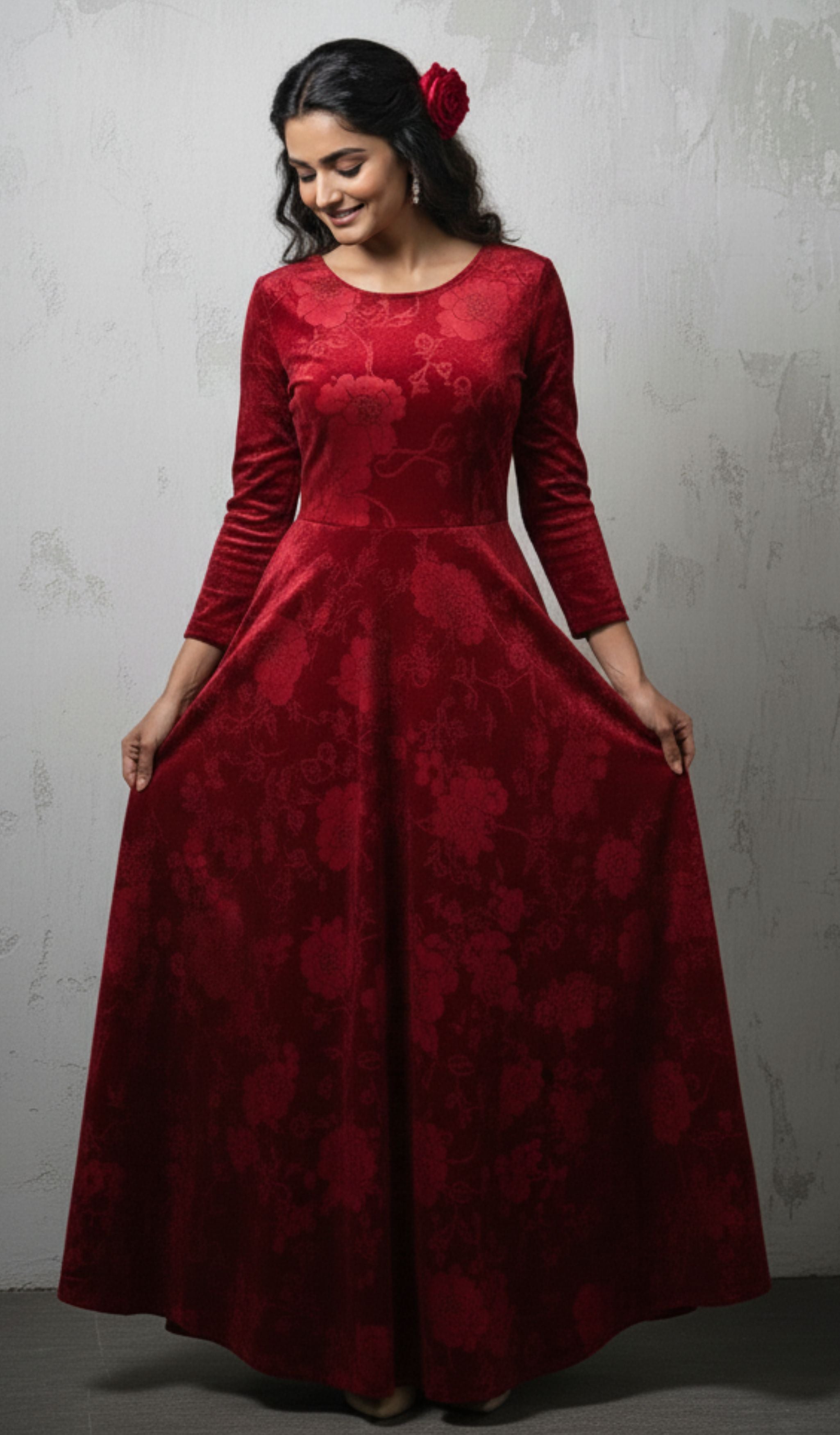Red Long Dress for Women - Aesthetic Stylish Latest Design